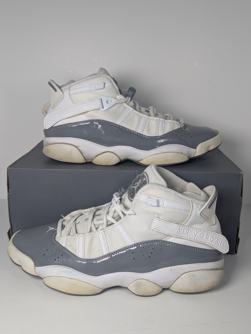 • Nike Air Jordan 6 Rings White Cool Grey Men Size 9.5
